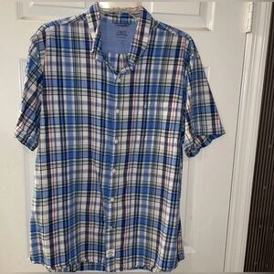 Izod Men's Adult Sz XL Button Shirt Short Sleeve Plaid Multicolor Cotton